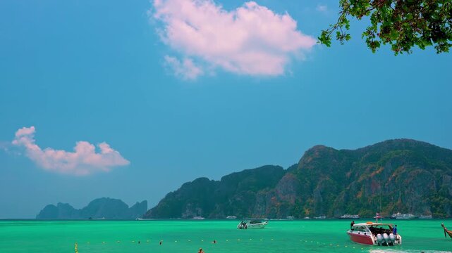Aerial view to Ao Tonsai pier in Koh Phi phi island, Thailand
