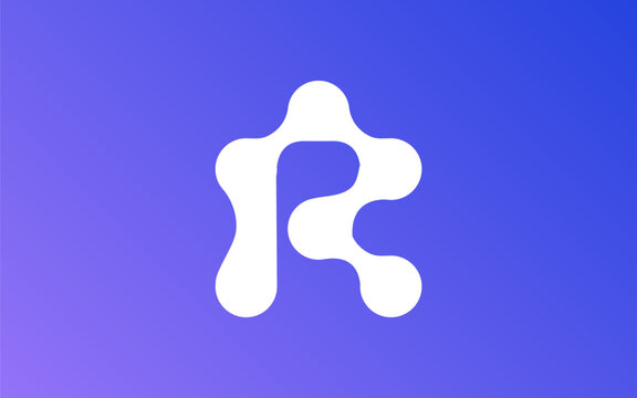 R letter modern technology logo formed by interconnected dots and sleek digital lines. Connected nodes symbolize innovation, networking, and data flow, creating a smart, futuristic identity.