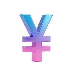 Obraz premium Colorful yen symbol isolated on transparent background