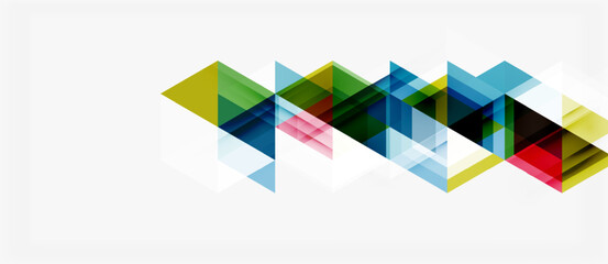 Obraz premium Abstract geometric shapes overlap, creating vibrant colorful pattern. Minimalist design with transparency effects. Modern visual element.