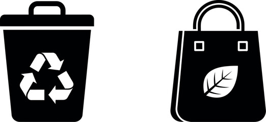 Eco friendly shopping bag and recycling bin