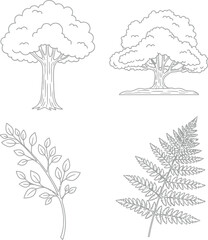 Detailed illustration of trees and leaves