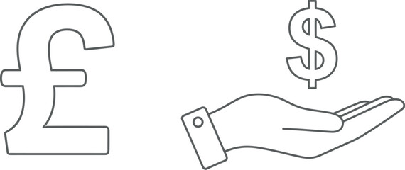 Pound symbol and hand holding dollar sign