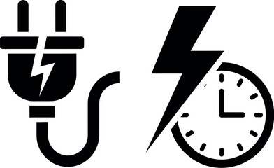 Electric plug and clock symbolizing power and time