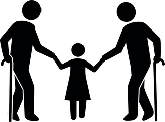 Grandparents holding grandchild's hand together