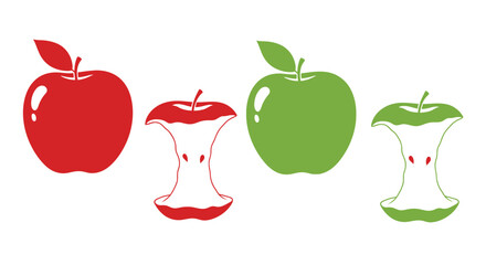 Colorful apples and apple cores depicted in a striking silhouette © md