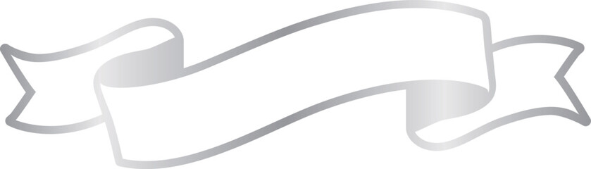 シルバーの洗練されたリボンフレーム 光沢感のある見出しバナー