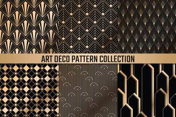 Golden luxury art deco seamless pattern, art deco background