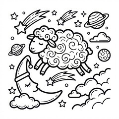 Fototapeta premium Whimsical Sheep Coloring Page for All Ages