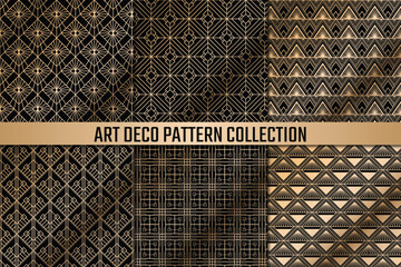 Golden luxury art deco seamless pattern, art deco background