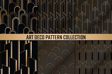 Golden luxury art deco seamless pattern, art deco background