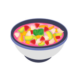 bowl of es buah indonesian dessert