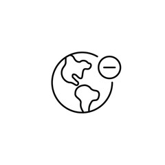 Fototapeta premium Earth and minus. Location removed, nature impact removed. Pixel perfect, editable stroke vector icon