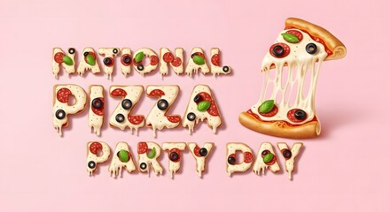 Naklejka premium National Pizza Day celebration with ingredients a delicious assortment of pizza slices