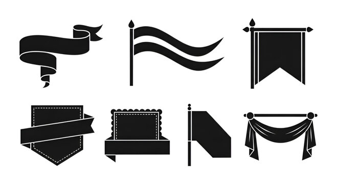 Decorative flag banner and vintage shield ribbon elements  for design