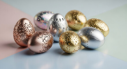 Obraz premium Metallic Easter Eggs Arrangement
