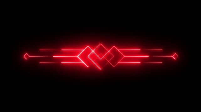 glowing Neon deco divider icon on black background. deco divider icon animation. 4k motion video animation.