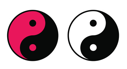 Yin and yang symbols in contrasting colors a striking visual silhouette © MDRAYHAN