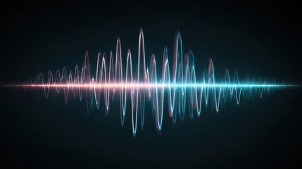 Fototapeta premium Dynamic sound wave pattern with blue and pink light effects.