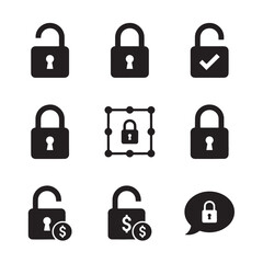 Minimal Lock and Security Icon Set Bold Black Silhouette UI Pack