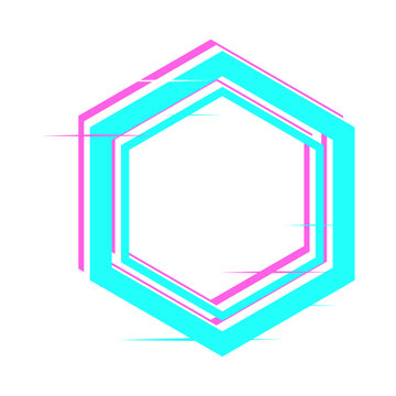 glitch hexagon frame
