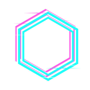glitch hexagon frame