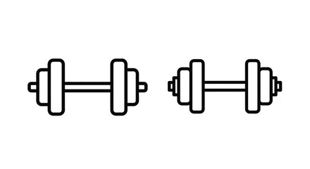 Simple black and white dumbbell illustration with a clean striking silhouette © MDRAYHAN