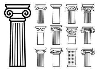 Ancient Greek Column Illustrations Vector Set