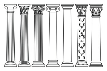 Naklejka premium Classical Greek Column Pillars Vector Illustration