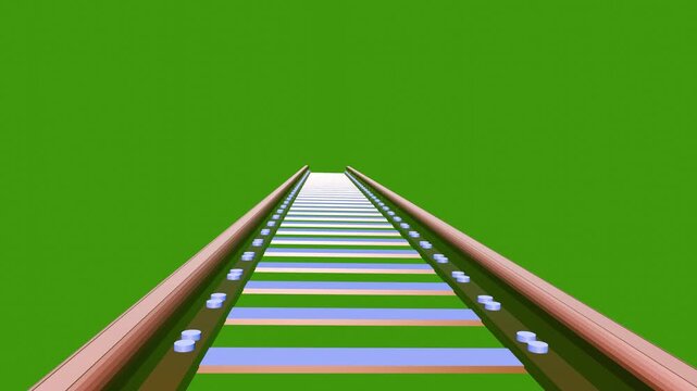 Train tracks against a green background