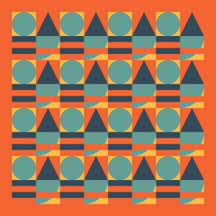 Retro Geometric Triangles and Circles Pattern Background