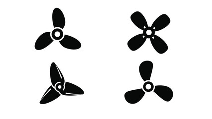 Four black fan blade designs displayed as a striking silhouette © MDRAYHAN