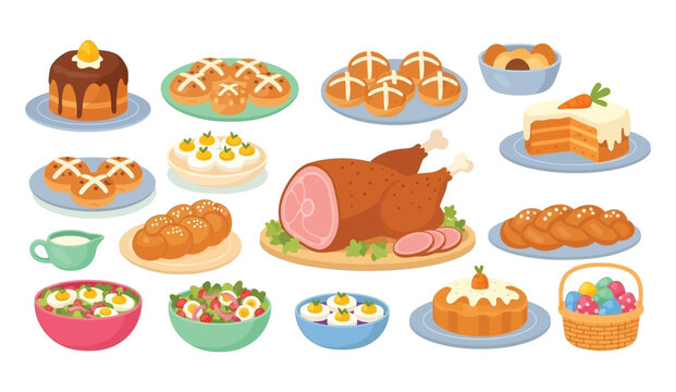 A delightful spread of traditional easter and holiday dishes for a festive celebration