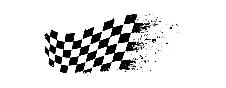 Distressed checkered racing flag with grunge effect