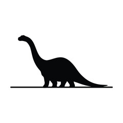 Brontosaurus Silhouette Scene Long-neck dinosaur silhouette with ground line-01.eps © MDSHAMSUDDIN