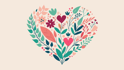 heart with flowers and leaves