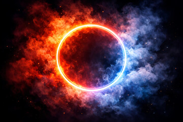 Obraz premium A brilliant circular neon ring glowing with intense light