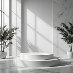 추상적인 최소 장면. 제품 프레젠테이션 디스플레이를 위한 깨끗한 배경의 포디움