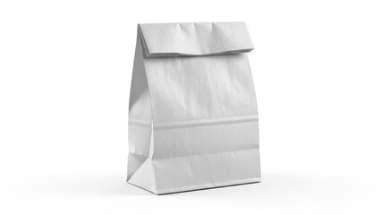 A sleek white paper lunch bag with a simple drawstring closure for easy carrying and eco-friendly storage