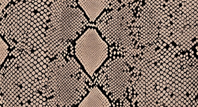 Realistic python snake skin texture with fine scales. Luxury reptile leather and exotic fashion material background. Detailed serpent pattern in neutral sand and charcoal colors
