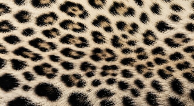 Realistic leopard fur rosettes with soft beige hair. Luxury wild cat skin and predator camouflage background. High resolution detail of cheetah pelt with organic flow and natural texture