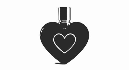 Fototapeta premium Black Heart Shaped Perfume Bottle Icon Silhouette