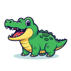 Fototapeta premium Cute Cartoon Alligator Smiling with Open Mouth.