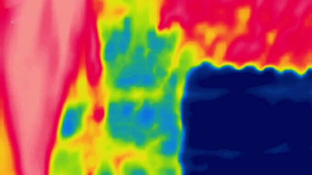 side view from a moving car. Image from thermal imager device. Vertical Video