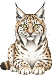 Obraz premium Portrait of a lynx with detailed fur and piercing eyes on transparent background