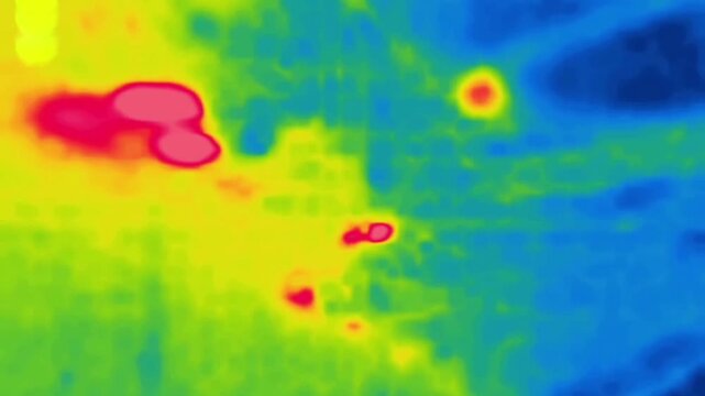 side view from a moving car. Image from thermal imager device. Vertical Video