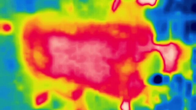 Passers-by, meeting people. Image from thermal imager device. Vertical Video