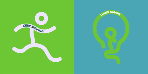 Fototapeta premium Vibrant abstract poster with flowing shapes in warm colors featuring colorful, fluid wavy lines for a dynamic, modern feel, keep moving, motivational design typography for creative wall art