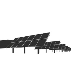 A row of solar panels on a white background, representing renewable energy and sustainability.