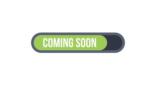 A coming soon button on a white background with green and grey colors